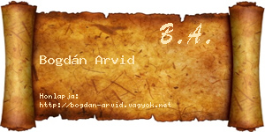 Bogdán Arvid névjegykártya